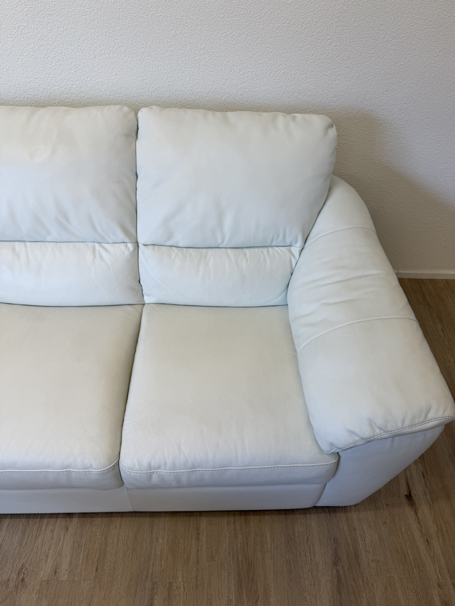 Modernes 3 Sitzer Echtleder Sofa Celina Home in Weiss – Bild 5