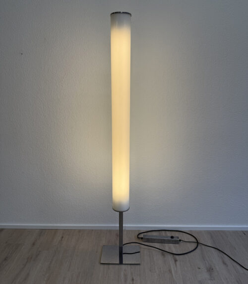 Vintage Minimalistische Stehleuchte aus Chromstahl mit Opalglas