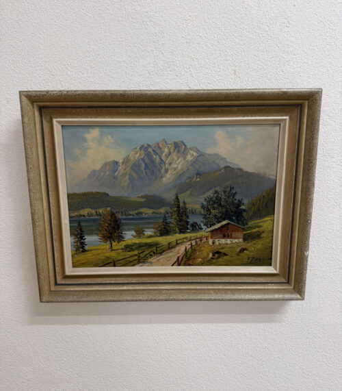 Vintage Vierwaldstättersee Ölbild bei Meggen und Pilatus von E. Frei, ca. 1950er-1960er Jahre