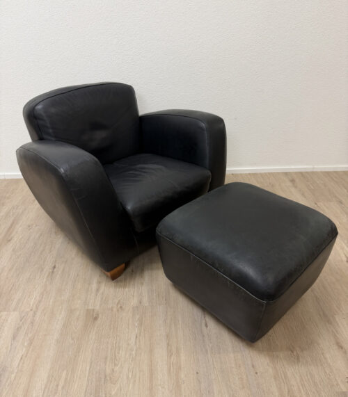 Vintage Roche Bobois Design Ledersessel mit Hocker