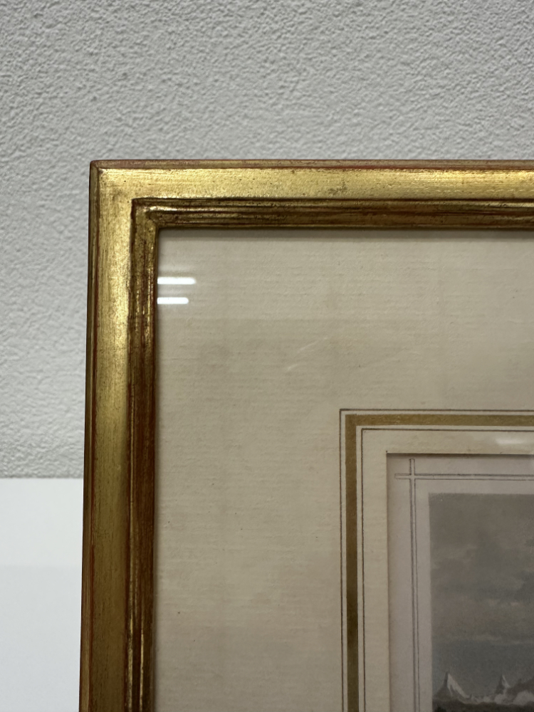 Antiker kolorierter Stich Bern mit der Eisenbahnbrücke im Goldrahmen, 19. Jahrhundert – Bild 7