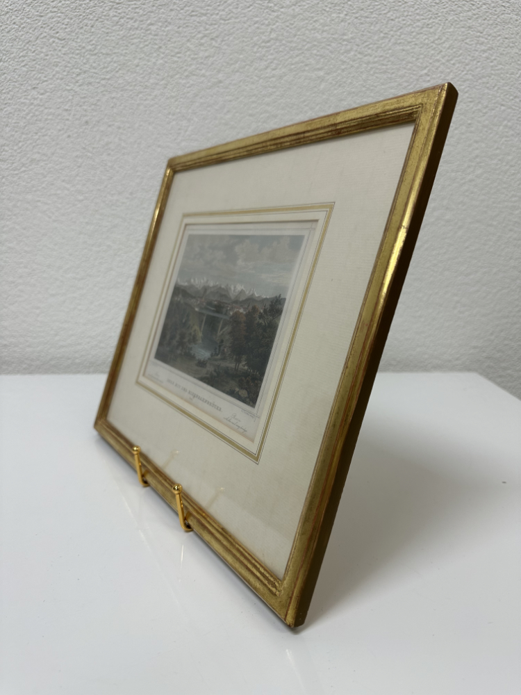 Antiker kolorierter Stich Bern mit der Eisenbahnbrücke im Goldrahmen, 19. Jahrhundert – Bild 8