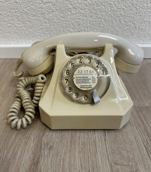 Vintage Mid Century Wählscheibentelefon "Electrona" in Creme (ca. 1960er Jahre)