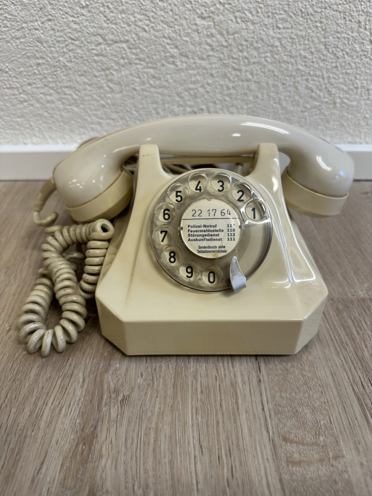 Vintage Mid Century Wählscheibentelefon "Electrona" in Creme (ca. 1960er Jahre)