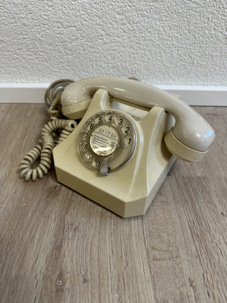 Vintage Mid Century Wählscheibentelefon "Electrona" in Creme (ca. 1960er Jahre) – Bild 2