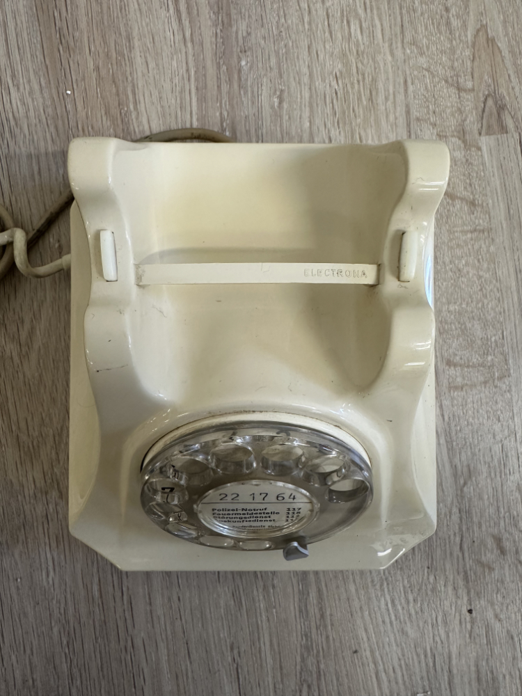 Vintage Mid Century Wählscheibentelefon "Electrona" in Creme (ca. 1960er Jahre) – Bild 5