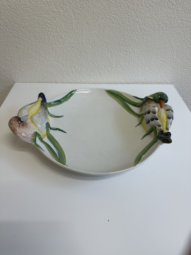 Vintage Keramik Schale mit Entenmotiven im Jagdstil, ca. 1960er-1970er Jahre