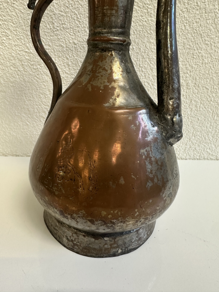 Antike Kupferkanne mit Klappdeckel und langem Ausguss (ca. 19. Jahrhundert) – Bild 5