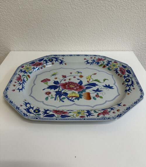 Vintage Spode Servierplatte aus Stone China mit Blumenmotiv