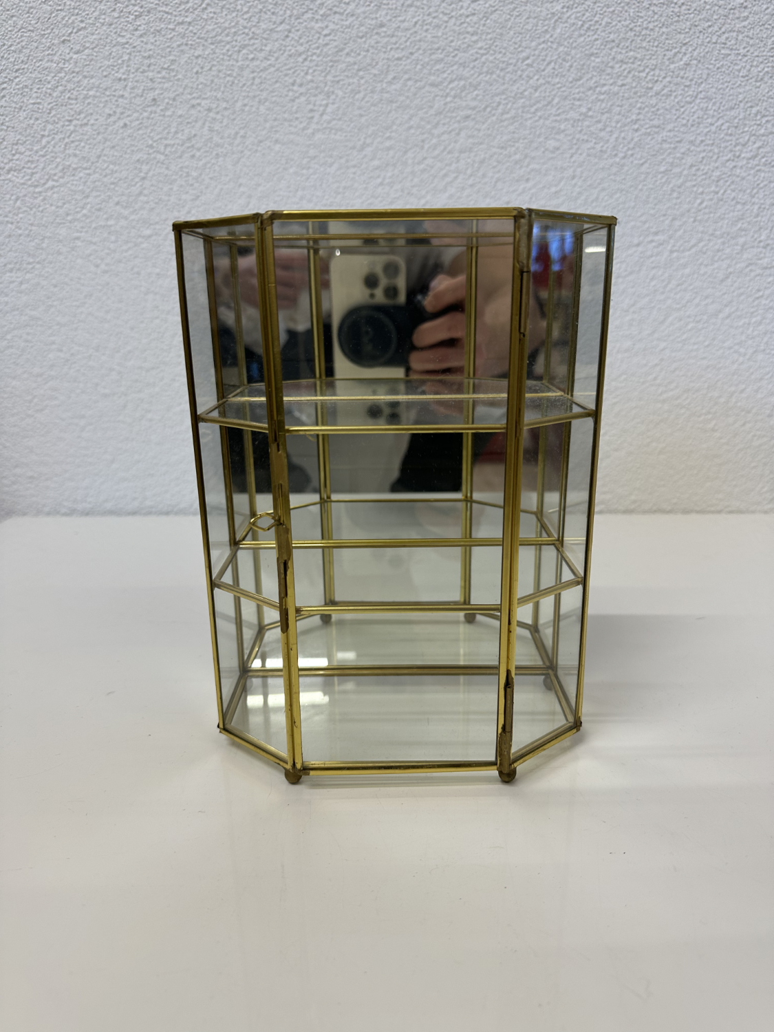 Vintage Mid Century Vitrine aus Messing und Glas von MIP