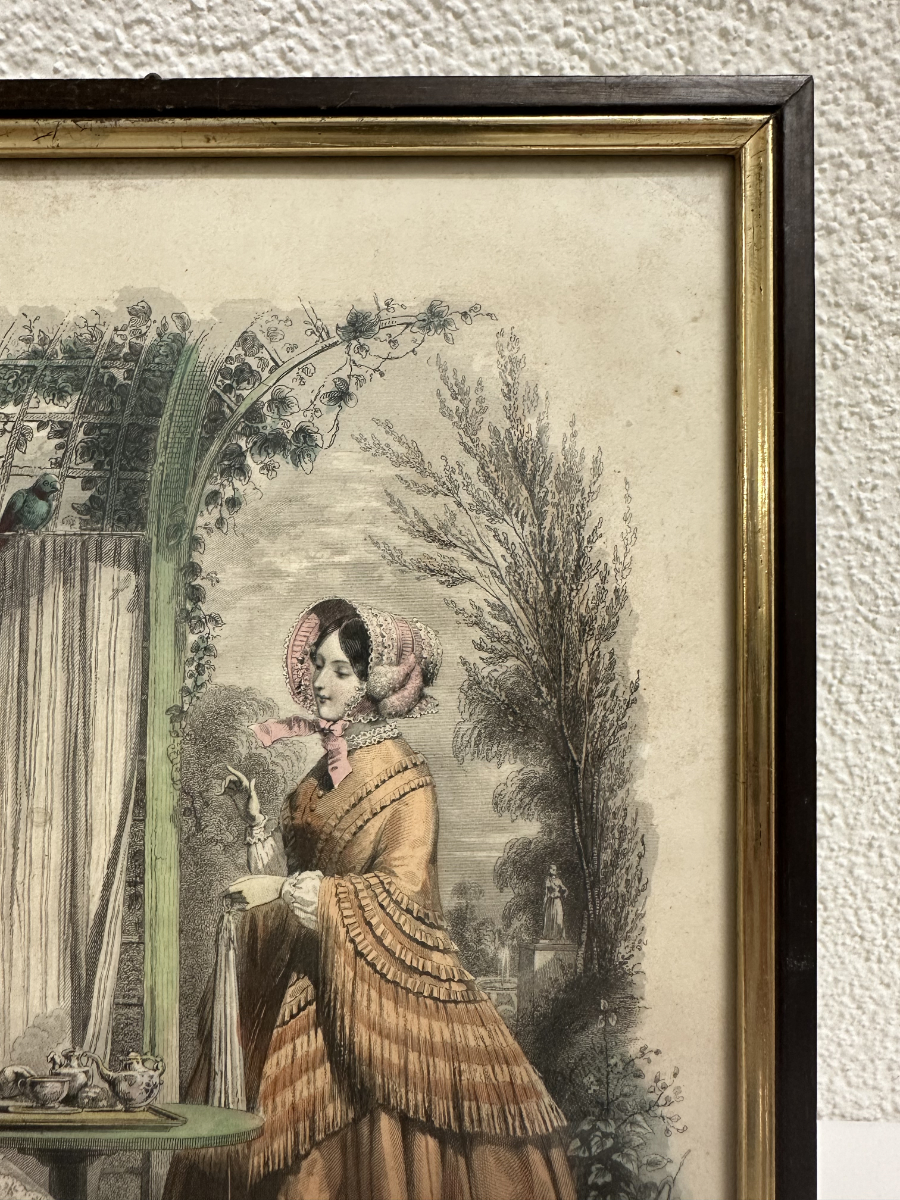 Antiker Mode-Stich "Le Moniteur de la Mode", Paris, 19. Jahrhundert – Bild 4