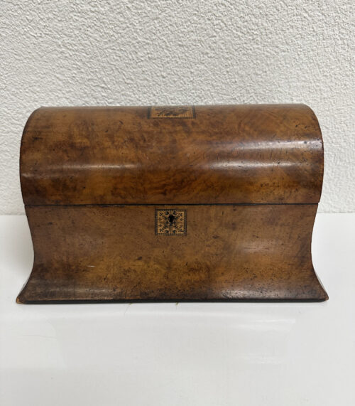 Antik Biedermeier Tea Caddy aus Wurzelholz mit Intarsie, ca. 1820 - 1850