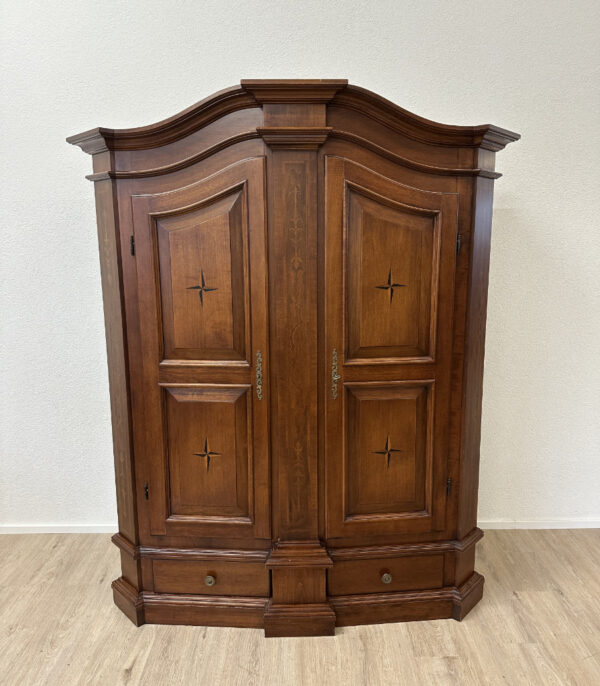 Klassischer Massivholz-Schrank mit Intarsien und 2 Schubladen