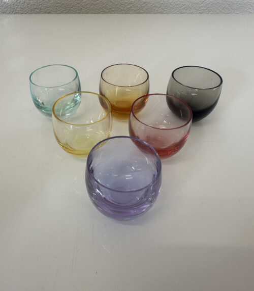 Vintage 6er-Set Moser Culbuto Shotgläser farbig