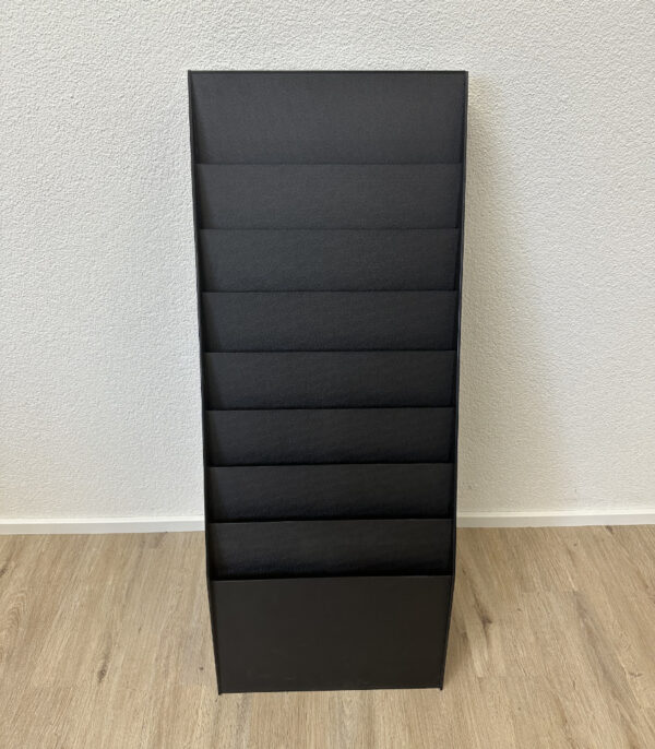 Schwarzer Prospektständer aus Metall, freistehend