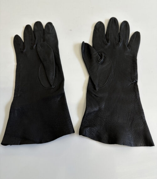 Vintage Damen Lederhandschuhe in Schwarz aus Echtleder, ca. 1960er–1970er Jahre
