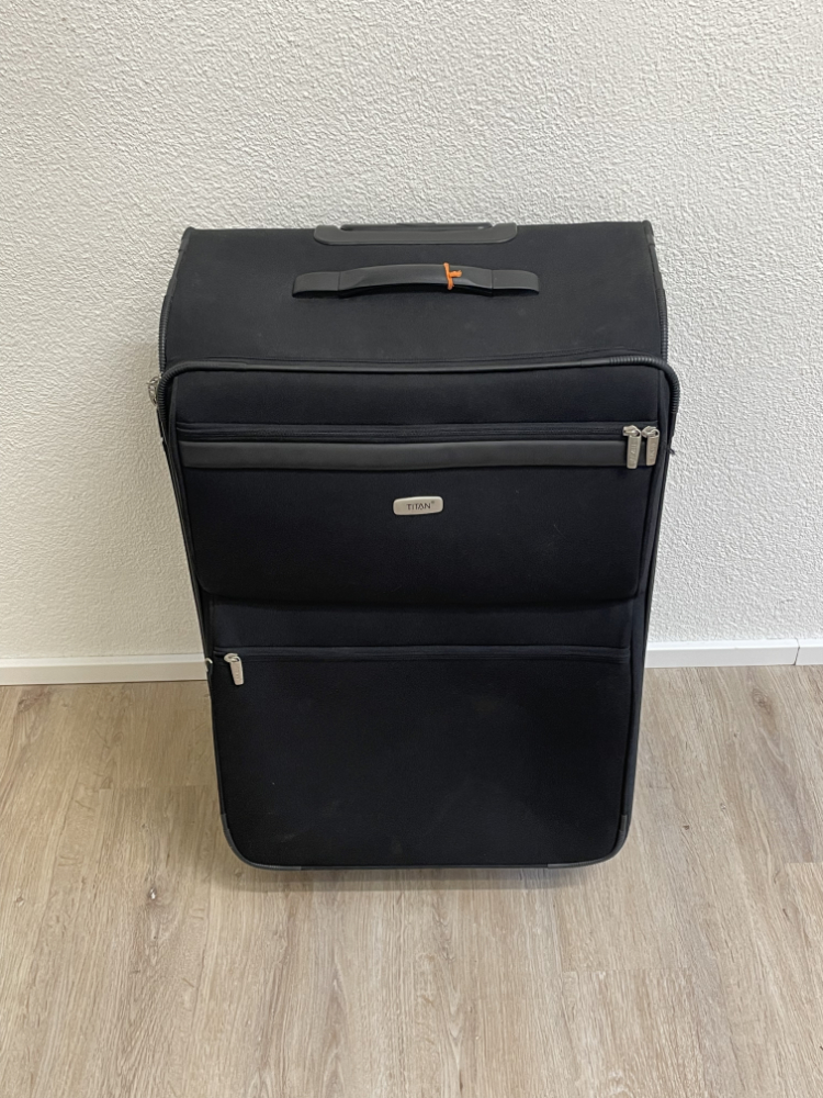 Titan Reise Koffer Trolley schwarz, Stoffkoffer mit Rollen