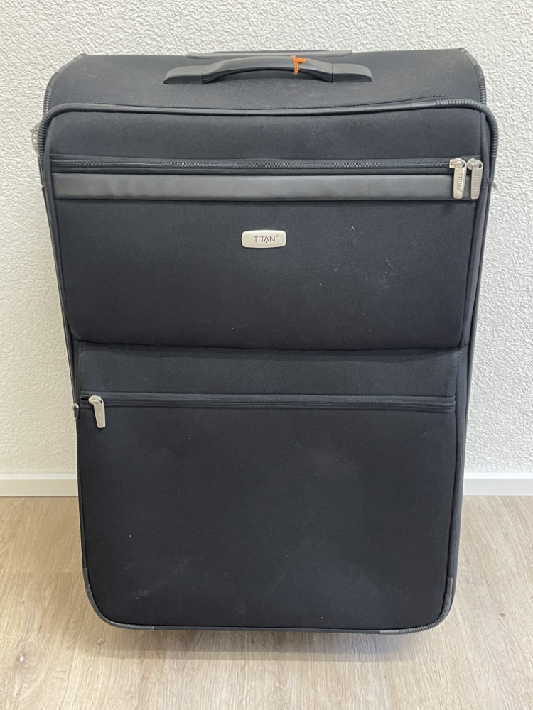 Titan Reise Koffer Trolley schwarz, Stoffkoffer mit Rollen – Bild 2