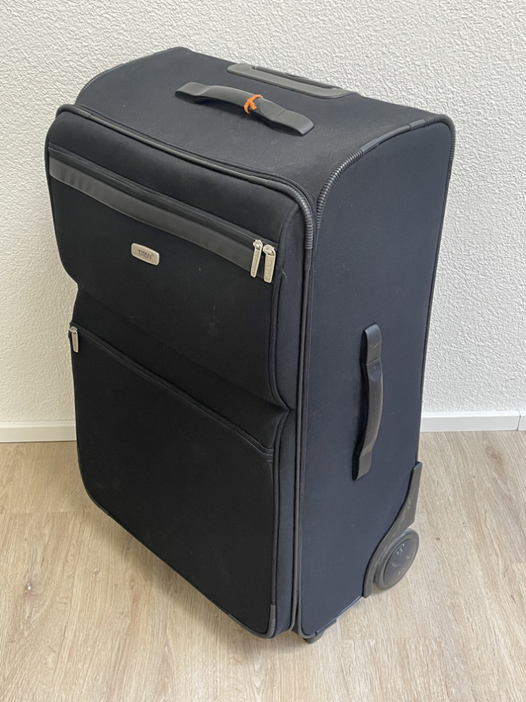 Titan Reise Koffer Trolley schwarz, Stoffkoffer mit Rollen – Bild 3