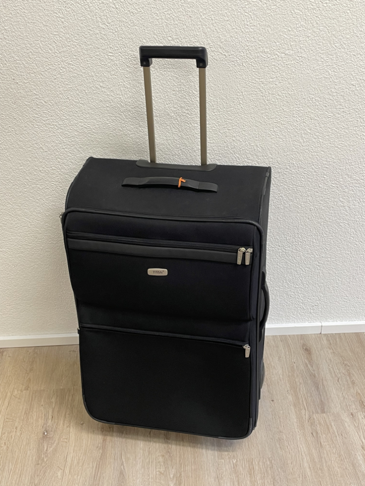 Titan Reise Koffer Trolley schwarz, Stoffkoffer mit Rollen – Bild 9