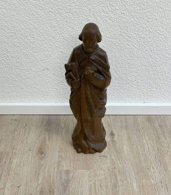 Religiöse Holzskulptur „St. Joseph“ handgeschnitzt, signiert