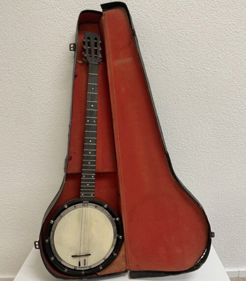 Vintage Zither-Banjo mit Fellbespannung und Originalkoffer