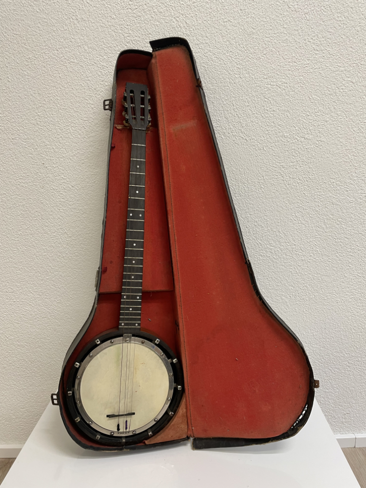 Vintage Zither-Banjo mit Fellbespannung und Originalkoffer
