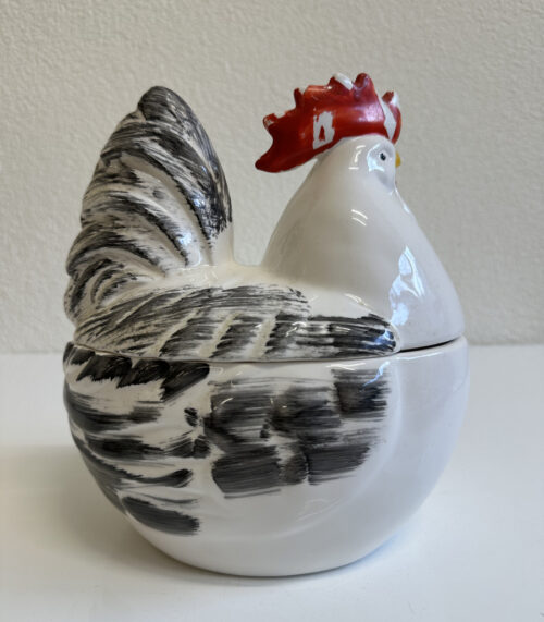 Vintage Keramikdose Hahn mit Deckel