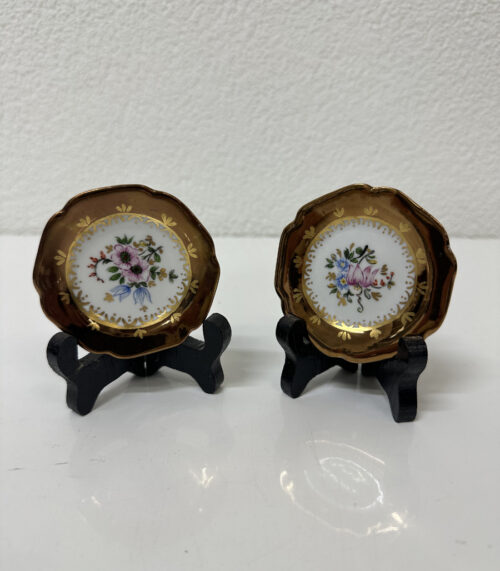 Vintage Limoges, Frankreich Porzellan Zierteller mit Goldrand und floraler Handmalerei