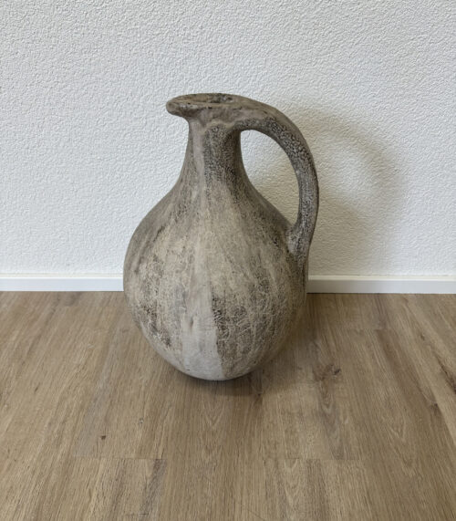 Antike Handgefertigte Keramik-Henkelvase mit Krakelee-Oberfläche