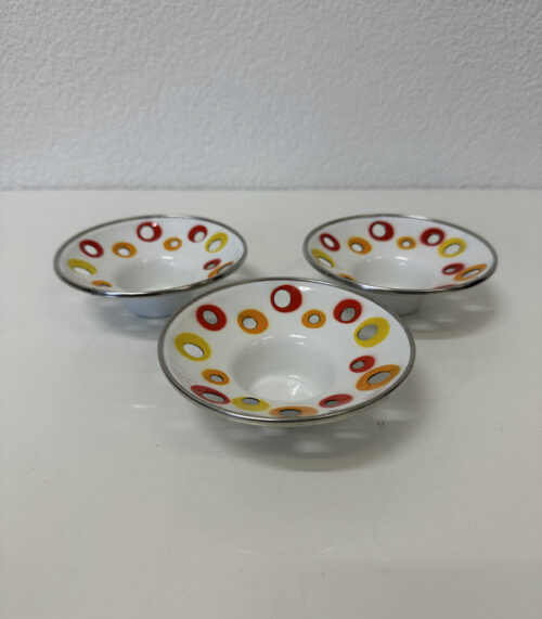 Vintage IKEA EMALJ Teelichthalter mit Punktmuster im 3er-Set