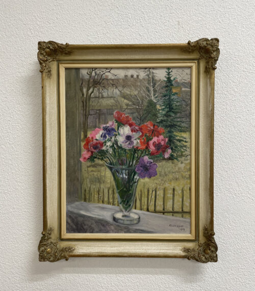 Ölbild von Olga Koch (1939) Blumenstillleben im Goldrahmen