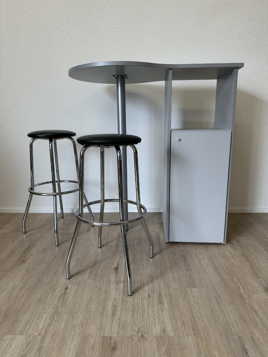 Bartisch-Set mit Stauraum und zwei Barhockern – Bild 2