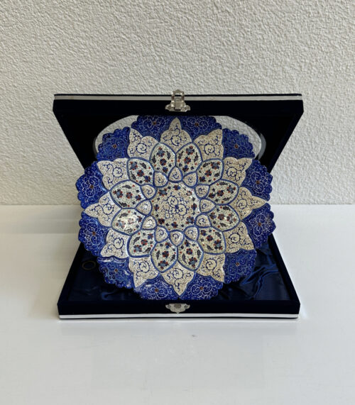 Handbemalter persischer Zierteller aus Emaille mit Originalbox von Isfahan