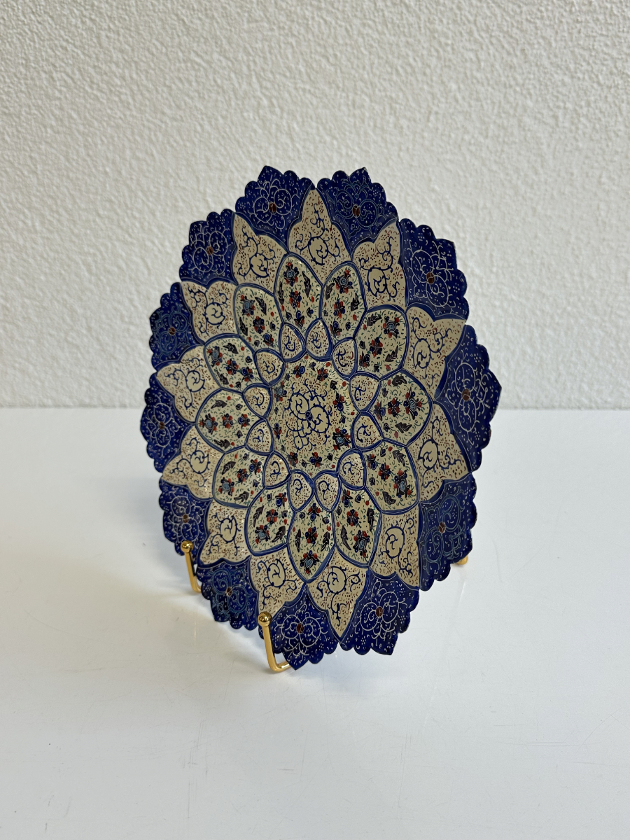 Handbemalter persischer Zierteller aus Emaille mit Originalbox von Isfahan – Bild 5