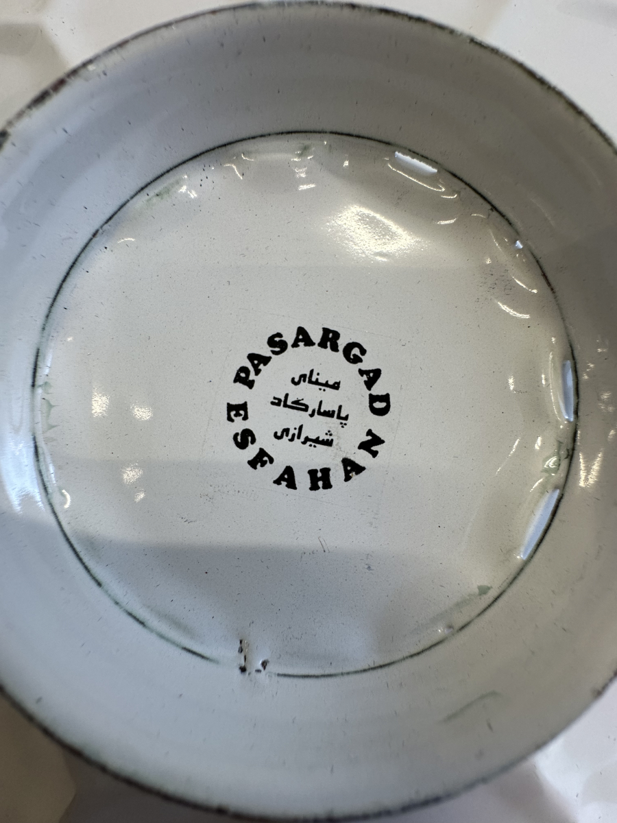 Handbemalter persischer Zierteller aus Emaille mit Originalbox von Isfahan – Bild 11