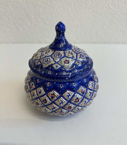 Orientalische Keramikdose mit Deckel – handbemalt im persischen Stil