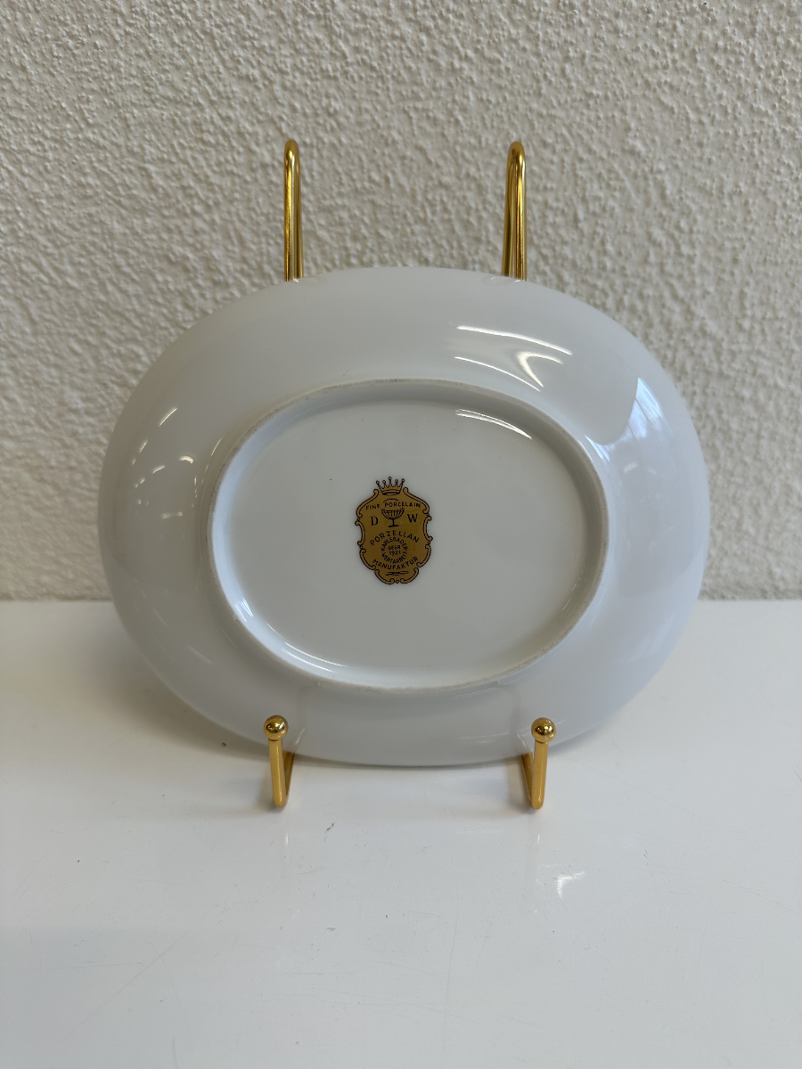 DW Fine Porcelain Zierteller oval in Türkis mit Golddekor – Bild 4