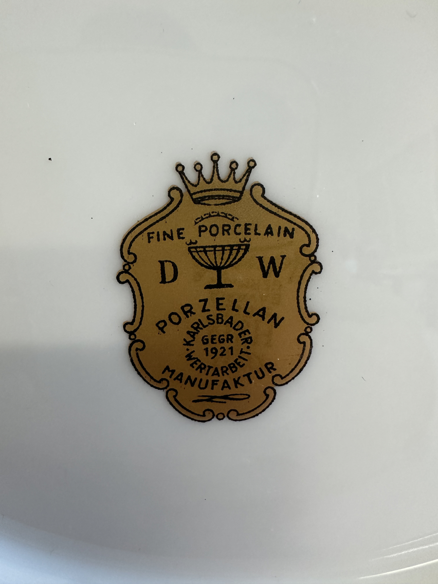 DW Fine Porcelain Zierteller oval in Türkis mit Golddekor – Bild 5