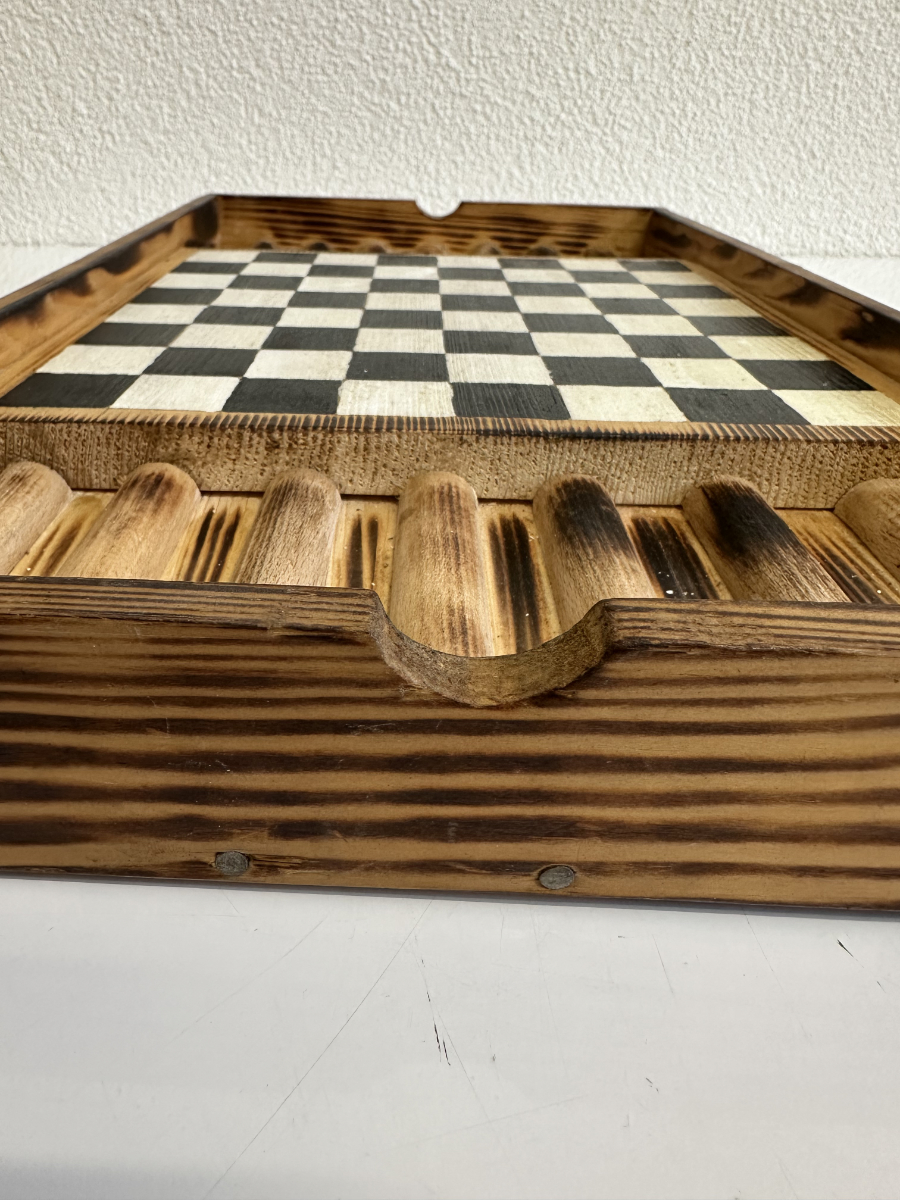 Vintage handgemachtes Schachspiel aus Massivholz – Bild 10