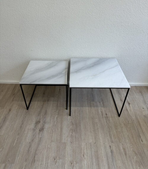 2er-Set Marmor Beistelltische ineinander schiebbar