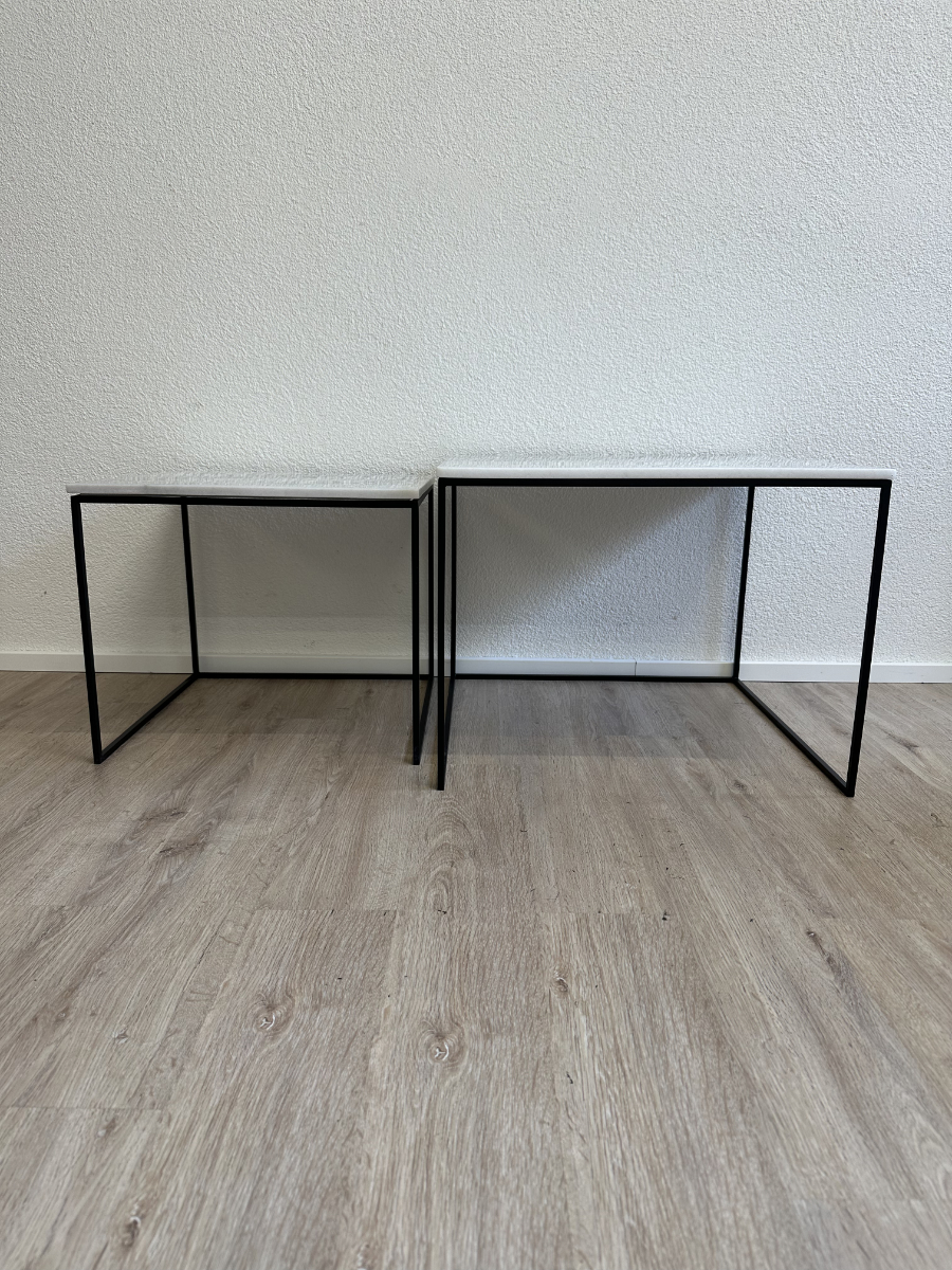 2er-Set Marmor Beistelltische ineinander schiebbar – Bild 2