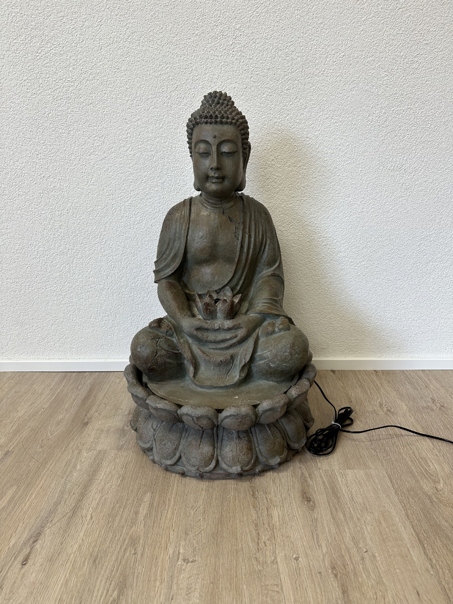 Buddha Zimmerbrunnen mit Lotusblüte und Beleuchtung, Höhe 84 cm