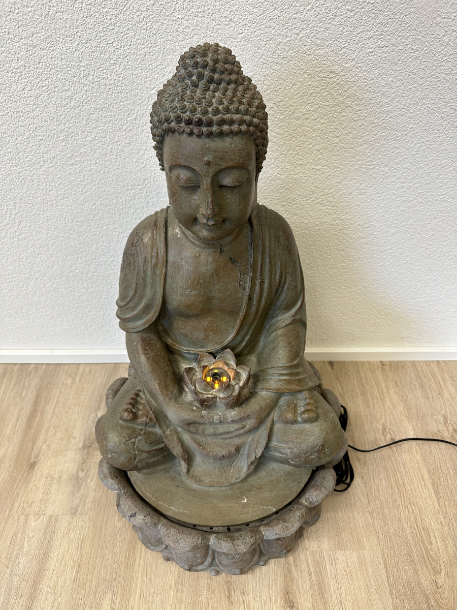 Buddha Zimmerbrunnen mit Lotusblüte und Beleuchtung, Höhe 84 cm – Bild 4