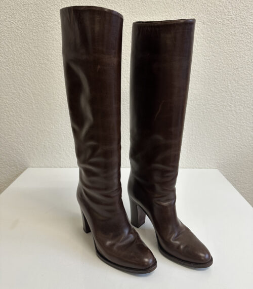 Vintage italienische Damen Lederstiefel von Bruno Magli, Gr. 37, ca. 1980er bis frühe 1990er Jahre