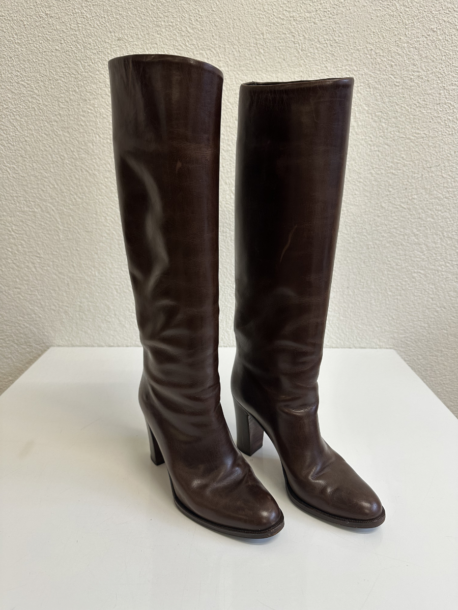 Vintage italienische Damen Lederstiefel von Bruno Magli, Gr. 37, ca. 1980er bis frühe 1990er Jahre