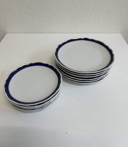 Vintage 12-teiliges Hutschenreuther Maria Theresia Kobalt Blau Gold Saphir Teller-Set