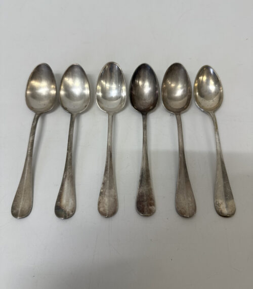 Vintage Kaffeelöffel Set in Biedermeier inspirierter Tafelform, versilbert