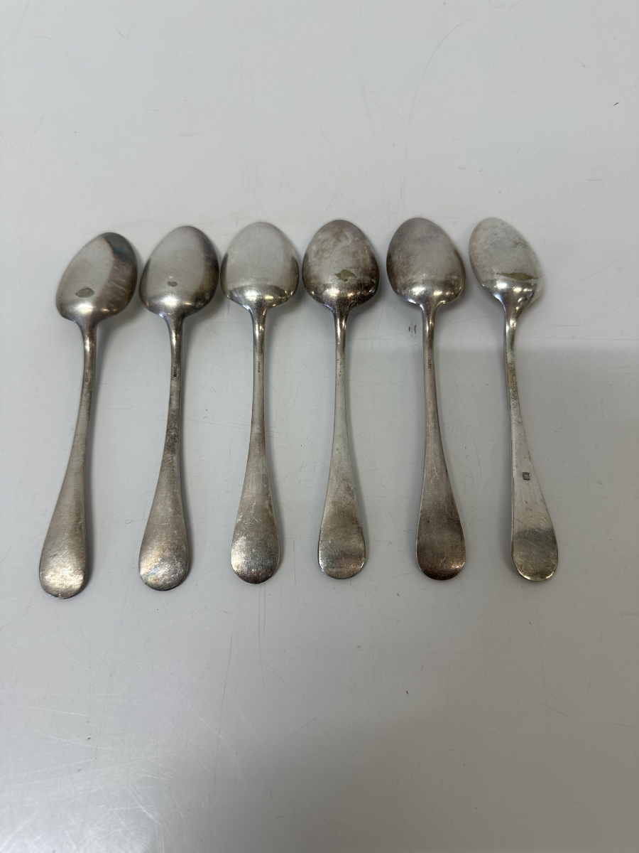 Vintage Kaffeelöffel Set in Biedermeier inspirierter Tafelform, versilbert – Bild 2