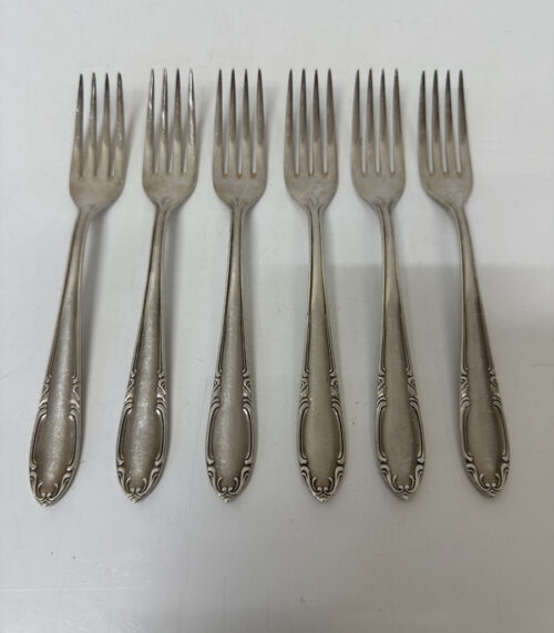 Jugendstil 6er-Set Tafelgabeln Noblesse 100-33 versilbert, um 1930